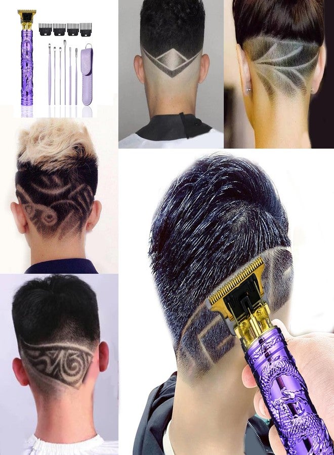 YIPINER Hair Clippers for Men, Cordless Hair Clippers, Travel Small Hair Clipper 5.7" Hair Clipper Classical Sculpting Styling Rechargeable Hair Remover with 6 Pieces Earpick (Purple) - Image 5
