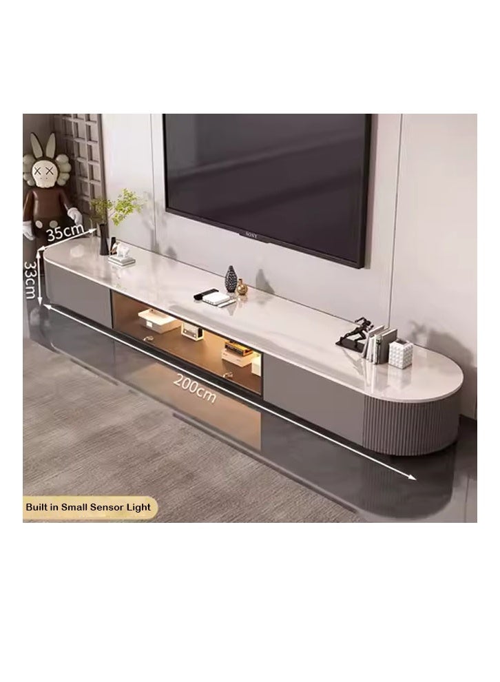 NKX Modern Living room  color Luxury TV cabinet With Four Drawers Combination light Luxury simple rock 200cm Grey - Image 2
