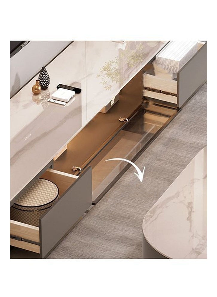 NKX Modern Living room  color Luxury TV cabinet With Four Drawers Combination light Luxury simple rock 200cm Grey - Image 4