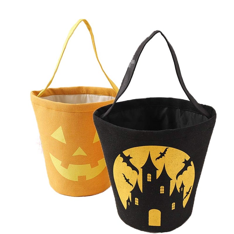 Zhenpony Zhenpony Halloween Trick or Treat Bag Pumpkin Canvas Candy Tote Bucket Multipurpose Portable Collapsible Reusable Goody Bucket  Best Halloween Party Gifts 