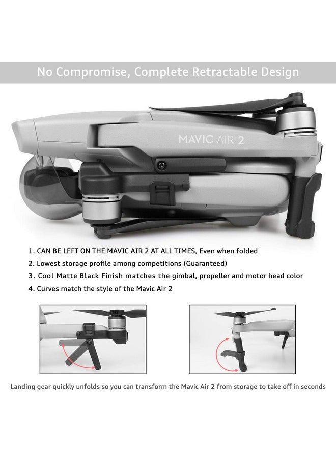 اس واي ام اي كيه - ملحق هبوط قابل للسحب من SYMIK لطائرات DJI Air 2S وDJI Mavic Air 2؛ تصميم قابل للطي بالكامل، يمكن تركه على الطائرة بدون طيار في جميع الأوقات، حتى عند طيه؛ مساحة تخزين منخفضة للغاية؛ ملحقات - Image 1
