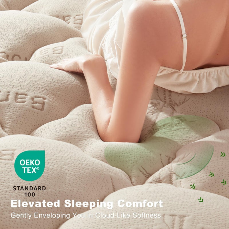 BEDLORE Twin XL Mattress Topper Viscose Derived from Bamboo, Thick Pillow Top Mattress Pad with Deep Pockets for 6-15 inches Mattress, Soft Mattress Topper College Dorm Size for Back Pain(Beige) - Image 2