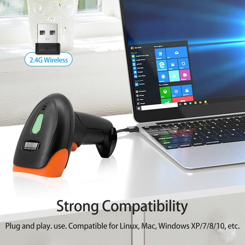 Handheld 1D/2D/QR Barcode Scanner 2.4G Wireless USB Wired Bar Code Reader Manual / Continuous Scanning CMOS Image Sensor Support Paper   Code/Screen Code PDF417 Compatible with Windows Android MacOS - Image 2