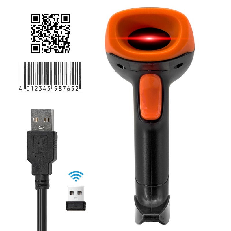 Handheld 1D/2D/QR Barcode Scanner 2.4G Wireless USB Wired Bar Code Reader Manual / Continuous Scanning CMOS Image Sensor Support Paper   Code/Screen Code PDF417 Compatible with Windows Android MacOS - Image 1