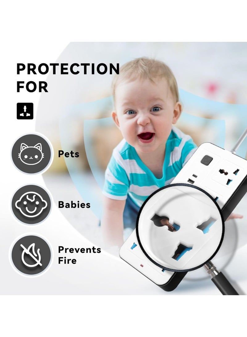 ترينفي سلك تمديد عالمي 11 في 1 من ترينديفاي بطول 3 أمتار - شريط طاقة 6 اتجاهات مع 3 فتحات USB ومنفذ شحن سريع من النوع C PD - سلك تمديد بطول 3 أمتار مع 6 مقابس طاقة للمنزل والمكتب والإلكترونيات، شريط طاقة مع باب أمان للأطفال وحماية للأطفال، شريحة ذكية بالداخل ومفتاح تحميل زائد ووظائف أمان إضافية (قد يختلف اللون المتوفر إلى الأبيض والأسود) - Image 3