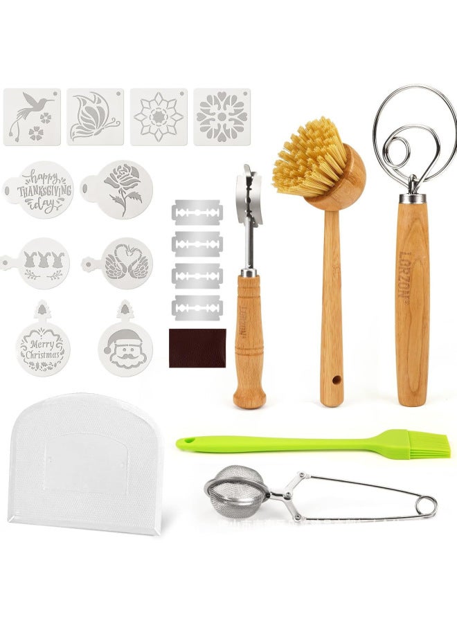 Bread Baking Tools Supplies Rattan Banneton Fermentation Basket Scraper Flour Maker Bread Cutting Suit-Specifications:Fermentation Blue Set Xy182 - Image 3