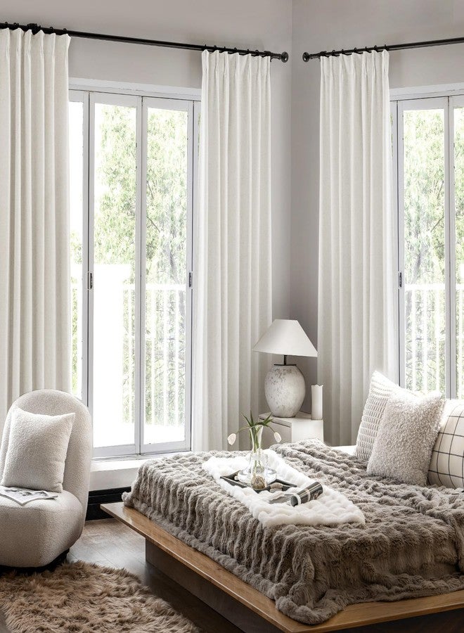 IVAPUPU Natural Thick Linen Blend Pinch Pleated Blackout Curtains for Bedroom - Black Out Curtains 84 Inch 2 Panels for Living Room Darkening Thermal Insulated Window Curtain Drapes with 16pc Hooks - Image 5