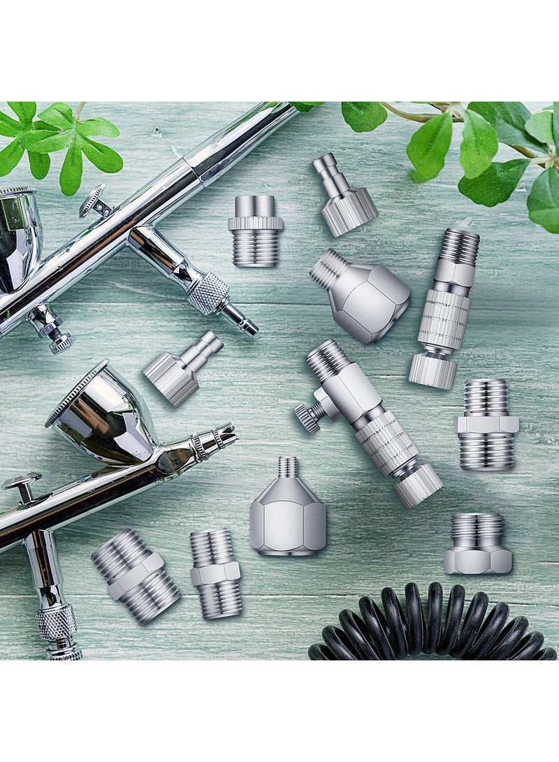 SYOSI 15 Pieces Airbrush Adapter Set Airbrush Quick Release Coupling Disconnect Adapter Kit Airbrush Quick Release Disconnect Fitting Connector Set Female Connectors for Air Compressor and Airbrush Hose - Image 4