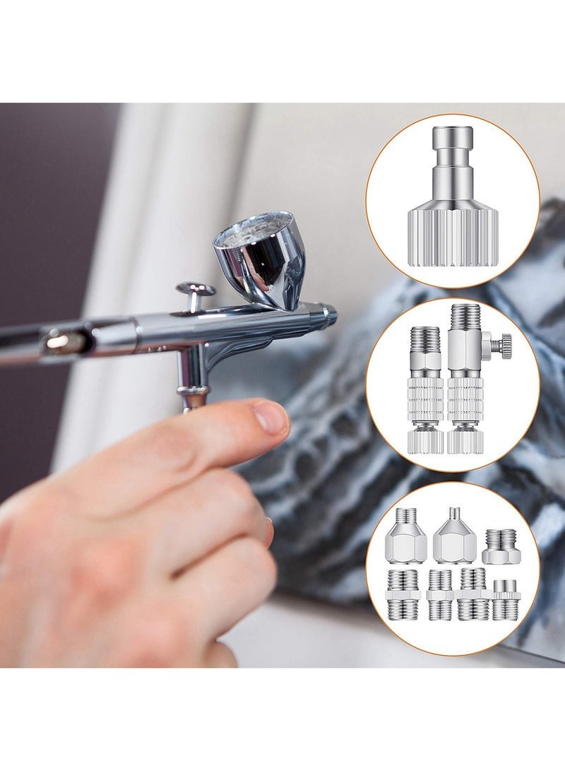SYOSI 15 Pieces Airbrush Adapter Set Airbrush Quick Release Coupling Disconnect Adapter Kit Airbrush Quick Release Disconnect Fitting Connector Set Female Connectors for Air Compressor and Airbrush Hose - Image 2