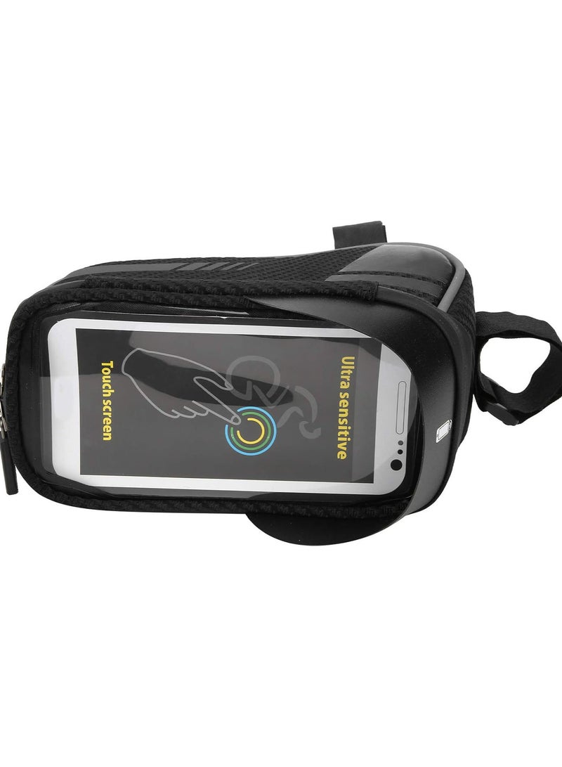 GGOOT Bicycle Frame Bag, Waterproof Bicycle Bag Bike Cell Phone Holder Bag Bicycle Front Frame Bag Top Tube Bicycle Storage Bag Phone Holder Case Black - Image 3