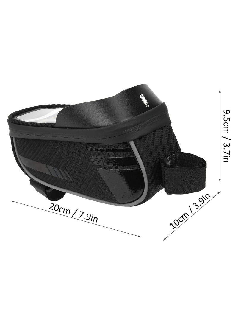 GGOOT Bicycle Frame Bag, Waterproof Bicycle Bag Bike Cell Phone Holder Bag Bicycle Front Frame Bag Top Tube Bicycle Storage Bag Phone Holder Case Black - Image 4