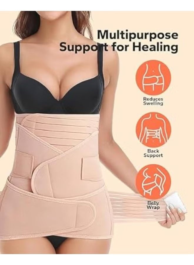 3-in-1 Postpartum Belly Support Recovery Wrap for Abdomen, Waist and Pelvic Area, Adjustable Post Birth Compression Belt and Body Shaper - Image 1