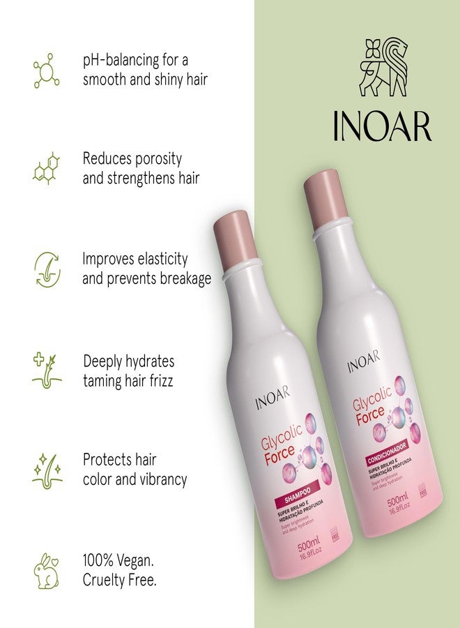 Inoar Glycolic Force Shampoo & Conditioner Bundle with Glycolic Acid for Deep Cleansing, Intense Hydration & Renewed Shine, 2 x 16.9 fl.oz - Image 3