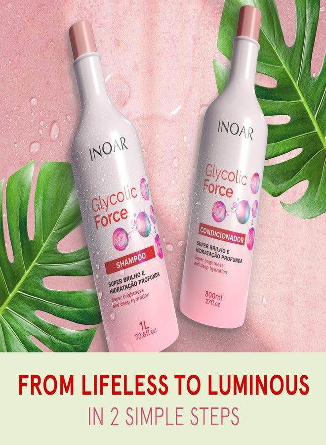 Inoar Glycolic Force Shampoo & Conditioner Bundle with Glycolic Acid for Deep Cleansing, Intense Hydration & Renewed Shine, 2 x 16.9 fl.oz - Image 4
