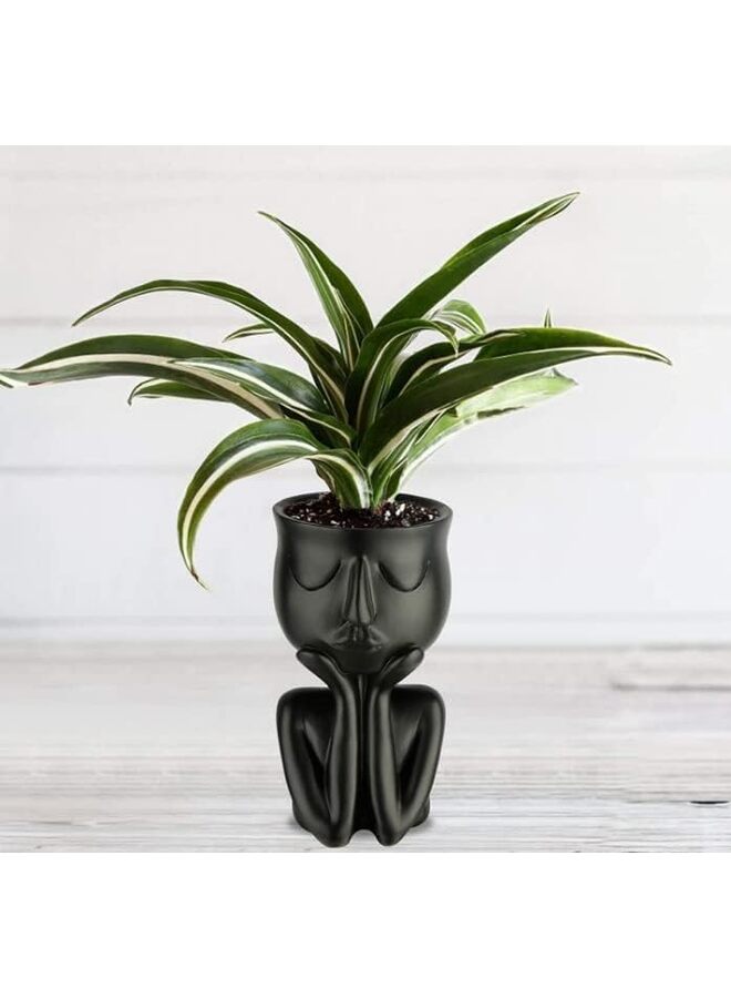 أواني نباتات عصارية، أواني صبار راتنجية، أواني نباتات صغيرة لطيفة للديكور الداخلي للمنزل والمكتب، سيراميك، تمثال بشري صغير، مزهرية زهور، أواني نباتات عصارية، ديكور سطح المكتب كهدايا عيد الميلاد - Image 2