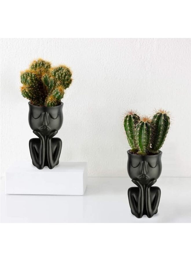 أواني نباتات عصارية، أواني صبار راتنجية، أواني نباتات صغيرة لطيفة للديكور الداخلي للمنزل والمكتب، سيراميك، تمثال بشري صغير، مزهرية زهور، أواني نباتات عصارية، ديكور سطح المكتب كهدايا عيد الميلاد - Image 5