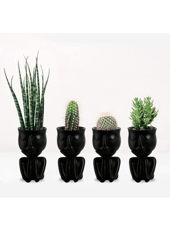 أواني نباتات عصارية، أواني صبار راتنجية، أواني نباتات صغيرة لطيفة للديكور الداخلي للمنزل والمكتب، سيراميك، تمثال بشري صغير، مزهرية زهور، أواني نباتات عصارية، ديكور سطح المكتب كهدايا عيد الميلاد - Image 3