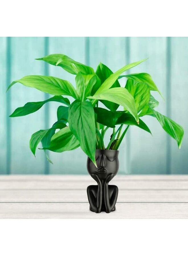 أواني نباتات عصارية، أواني صبار راتنجية، أواني نباتات صغيرة لطيفة للديكور الداخلي للمنزل والمكتب، سيراميك، تمثال بشري صغير، مزهرية زهور، أواني نباتات عصارية، ديكور سطح المكتب كهدايا عيد الميلاد - Image 4