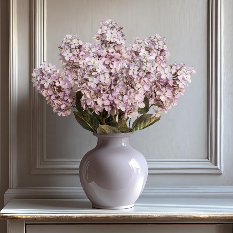 Ttranewsoo Fake Hydrangea Silk Flowers with Stems,Faux Hydrangea Artificial Flowers Purple for Home Wedding,Dried Hydrangea Artificial Flowers Bouquet Vase Decor 24"ï¼ˆLight Purple ï¼‰ 8pcs No Vase - Image 2