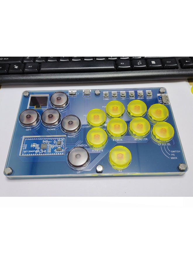 Bo Tianyuan SKY2040PLUS Fighting HITBOX Controller Game Ps4 Keyboard Steam Street Fighter 6 Rear Cover-Product Color:SKY2040PLUS14 Key Transparent Gray Yellow  - Image 1