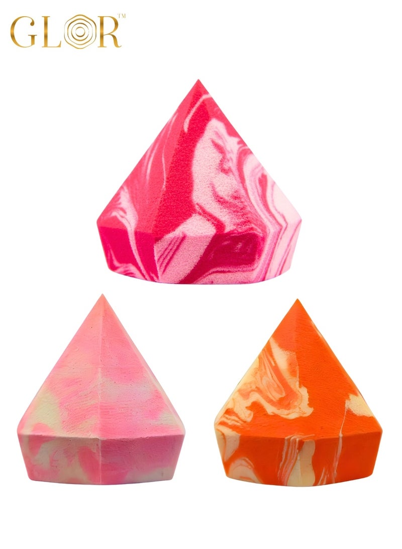 غلور  إسفنجة مكياج إليغانس بيوتي بلندر – خالية من اللاتكس، احترافية لتطبيق كريم الأساس، البودرة والكريم، للاستخدام الرطب والجاف، نباتية وخالية من القسوة-3 Pcs - Image 1