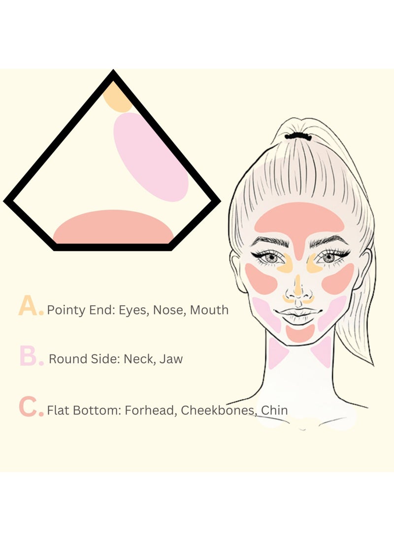 غلور  إسفنجة مكياج إليغانس بيوتي بلندر – خالية من اللاتكس، احترافية لتطبيق كريم الأساس، البودرة والكريم، للاستخدام الرطب والجاف، نباتية وخالية من القسوة-3 Pcs - Image 3