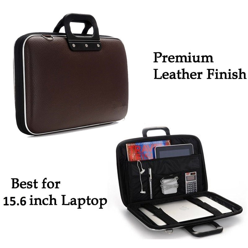 SAE Kruchika GLEAM Synthetic unisex Sleek Faux Leather 15.6 Inch Briefcase with Belt for Laptop, Tab (Dark Brown) - Image 3