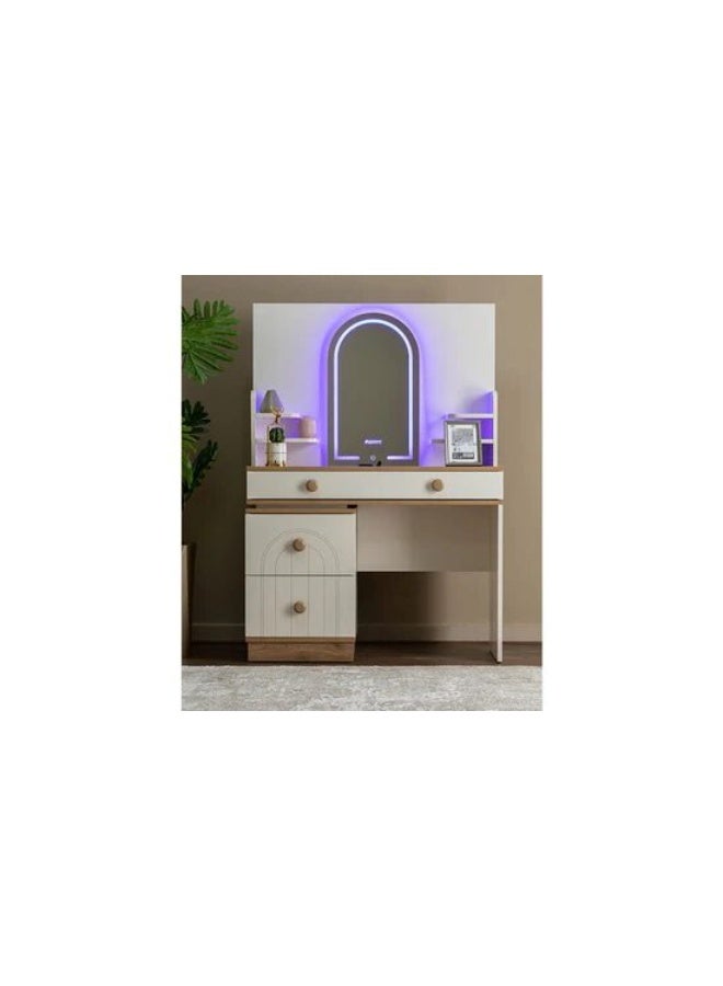 Space Embrace Modern Bedroom Furniture Set, Wardrobe, Single Bed, Nightstand, Dresser with LED Mirror - Image 2
