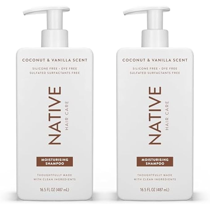 SHAMPOO FOR WOMEN & MEN - NO ARTIFICIAL FRAGRANCES OR MINERAL OILS - COCONUT & VANILLA FRAGRANCE - MOISTURISING SHAMPOO - GIVES HAIR GENTLE, HEALTHY SHINE - 2 X 487 ML
