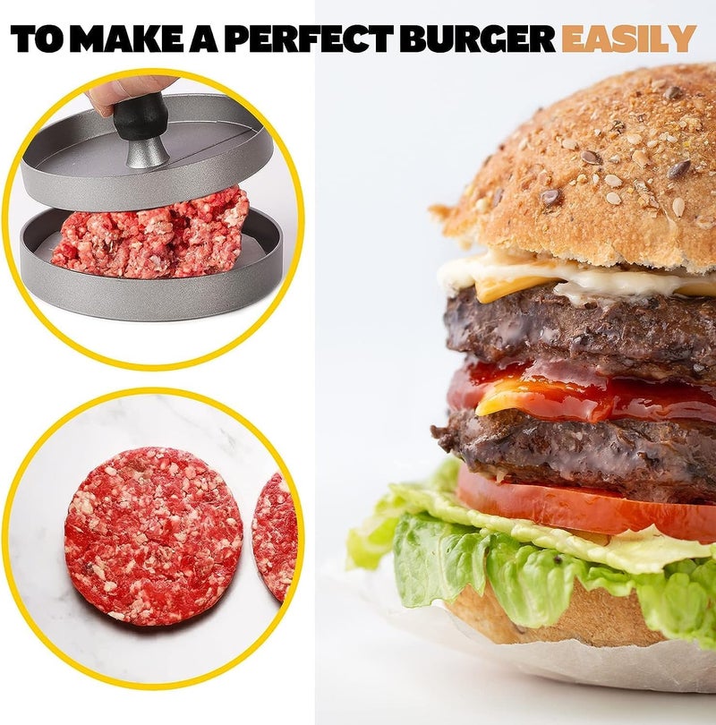 KHOLDI Tikki Patty Burger Grill Press Patty Mold Patty Maker for BBQ NonStick Sliders Beef Burger Press  - Image 2