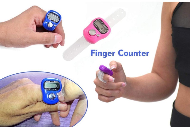 QEEIG Multiuse Finger Counter Portable Hand Finger Ring Counting Machine Digital Head Electronic Tally Counter Jap Counting Device for Mantra Jaap Multi-Colour | 11 cm | Pack of - 02 - Image 3