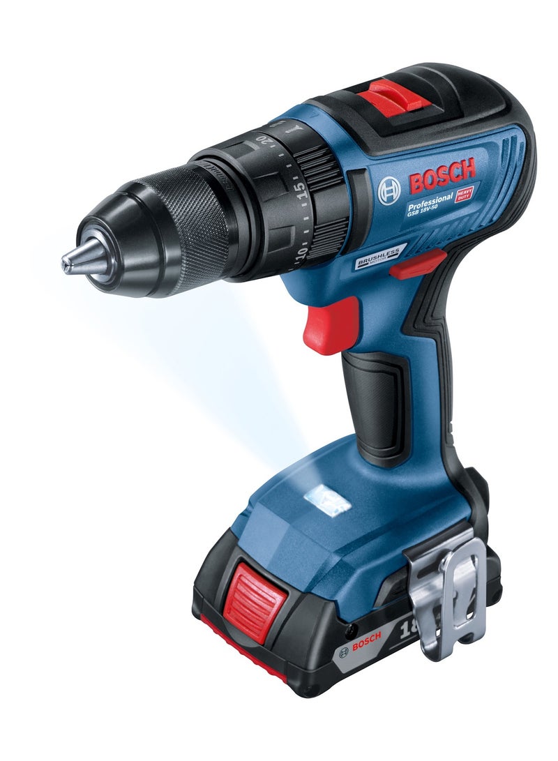 Bosch Professional Brushless Cordless Impact Drill, GSB 18V-50 + Accessory Set (103 Pc.) - Image 2