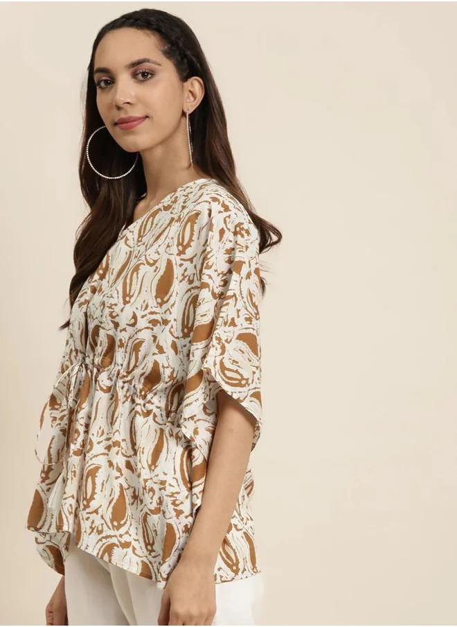 SASSAFRAS Paisley Print Short Kaftan Top