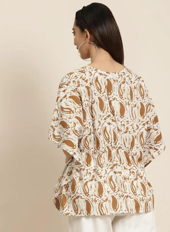 SASSAFRAS Paisley Print Short Kaftan Top