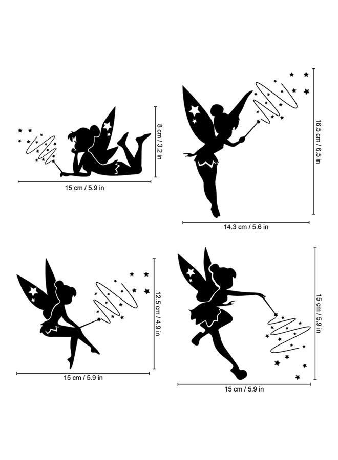 thovorrnl 4 Pack Tinkerbell Lightswitch Vinyl Decal Sticker, Fairy Sticker for Light Switch, Outlets or Any Ledge, Removable Cute DIY Mural Wallpaper Wall Laptop Computer Vehicle Bedrooms or Nursery (Black) - Image 2