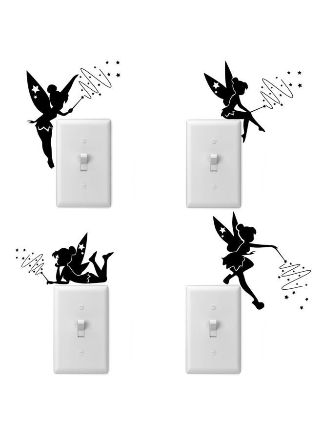 thovorrnl 4 Pack Tinkerbell Lightswitch Vinyl Decal Sticker, Fairy Sticker for Light Switch, Outlets or Any Ledge, Removable Cute DIY Mural Wallpaper Wall Laptop Computer Vehicle Bedrooms or Nursery (Black) - Image 1