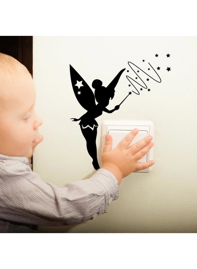 thovorrnl 4 Pack Tinkerbell Lightswitch Vinyl Decal Sticker, Fairy Sticker for Light Switch, Outlets or Any Ledge, Removable Cute DIY Mural Wallpaper Wall Laptop Computer Vehicle Bedrooms or Nursery (Black) - Image 3
