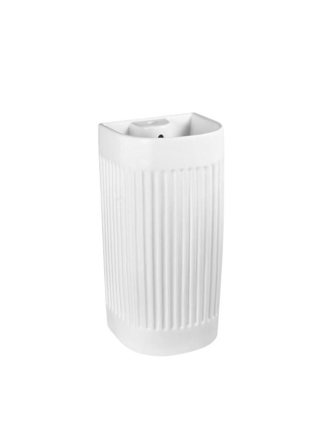 DANUBE HOME Milano Nica Freestanding Basin â€“ Modern Bathroom Sink with Sleek Design, Premium Ceramic Construction, Easy to Clean, Space-Saving, Elegant Pedestal Sink for Home, Hotel, & Luxury Bathrooms L 40 X W 36 X H 81 Cm Matte White - Image 1