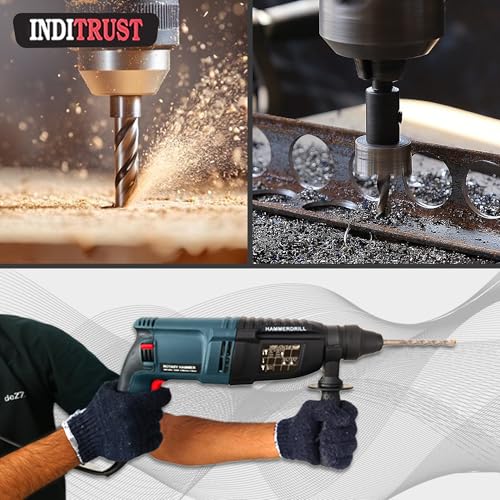 Inditrust إندستراست 1250W مثقاب مطرقي كهربائي دوار 26 مم (أزرق) | محرك نحاسي 100% | مثقاب SDS مع رؤوس وإكسسوارات | مثقاب مطرقي ثقيل للخرسانة والخشب والمعادن | ضمان 6 أشهر - Image 4
