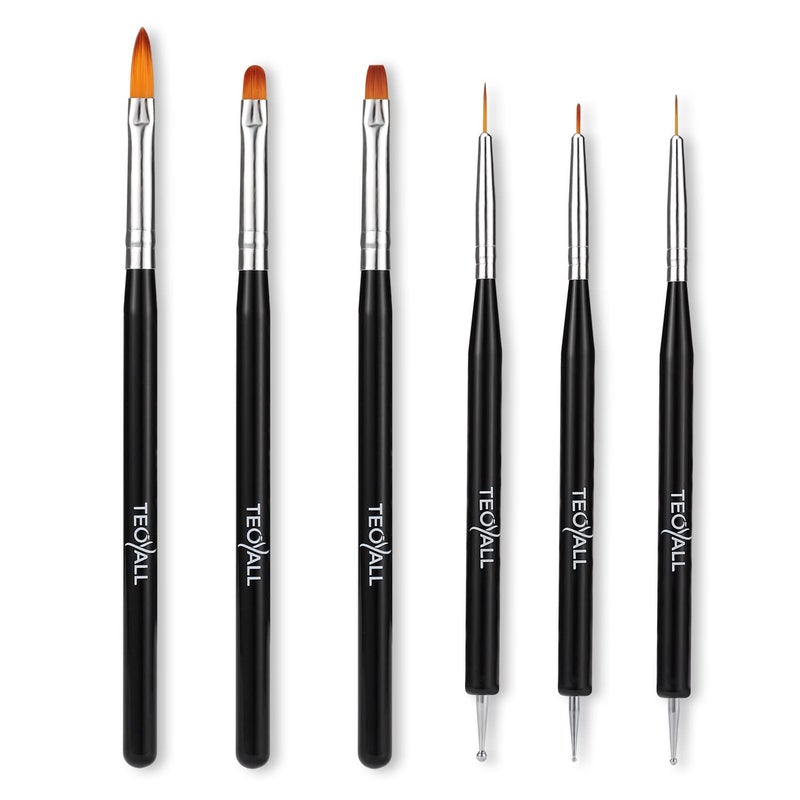 TEOYALL Nail Art Brushes  Builder Gel Dotting Tools Fine Liner