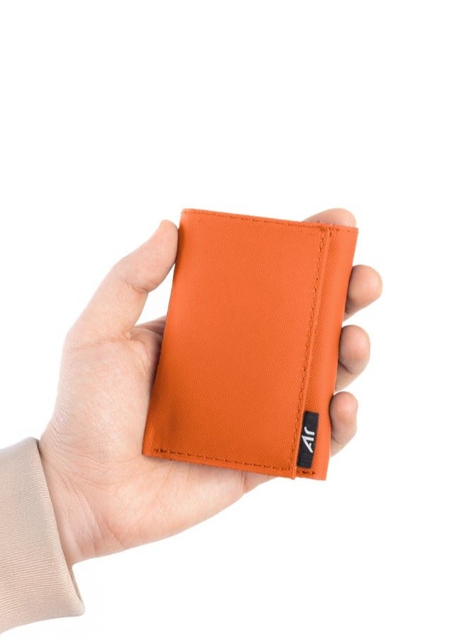 ايه ار سابلاي Ar Tri Wallet من Arij Bags | محفظة قماش مقاوم للمياه، تصميم ثلاثي الطي، 7 جيوب للكروت، جيب للنقود، حماية RFID، تصميم عملي للاستخدام اليومي (برتقالي) - Image 4