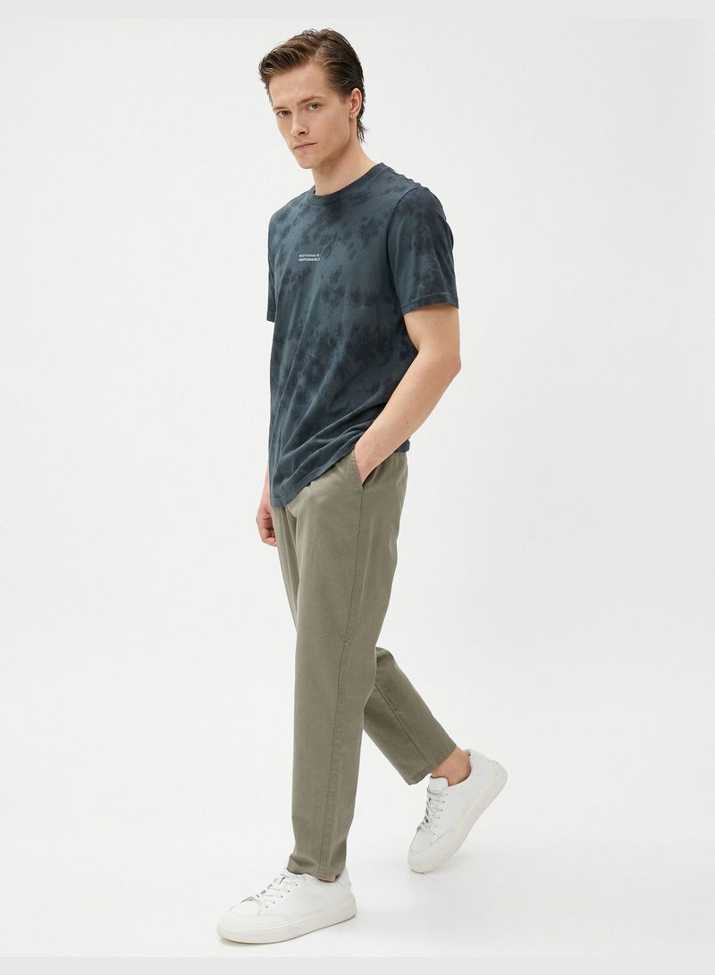KOTON Linen Blend Trousers Drawstring Pocket Detailed - Image 2