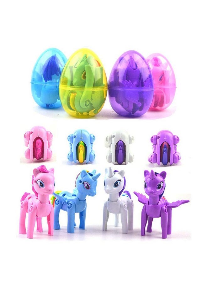 QINGQIU - 4 Pack Jumbo Unicorn Deformation Easter Eggs With Toys Inside For Kids Boys Girls Toddlers Easter Basket Stuffers Fillers Gifts Party Favors - Image 1