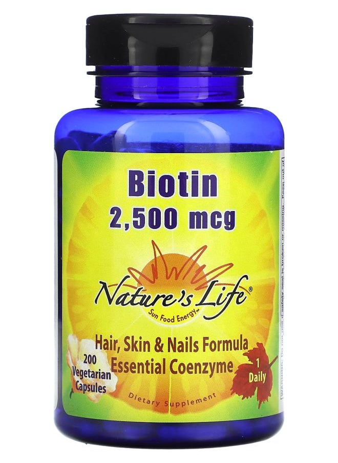 Nature's Life Biotin 2500 mcg 200 Vegetarian Capsules 