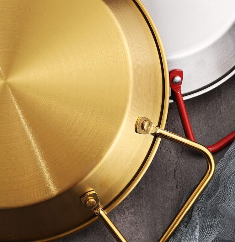 Gold stainless steel pan for cooking and serving food with two handles (28 cm) - Image 5