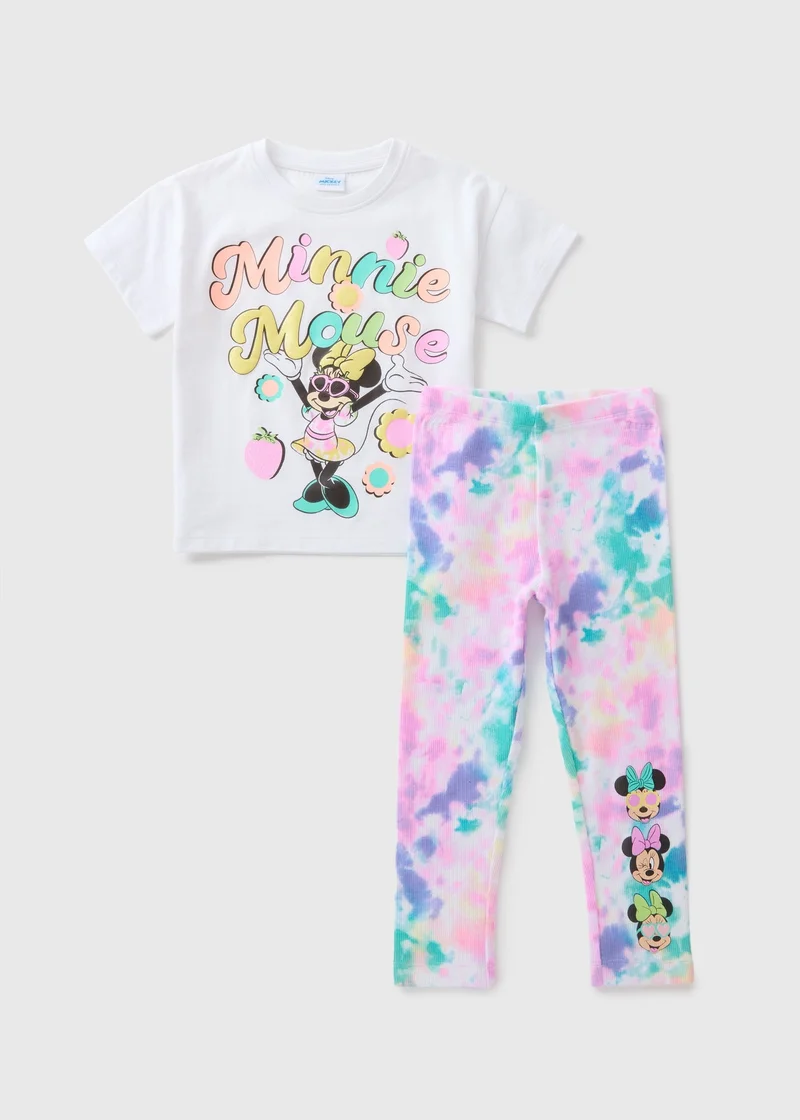 Matalan Girls Minnie Mouse Tie Dye T-Shirt & Legging Set