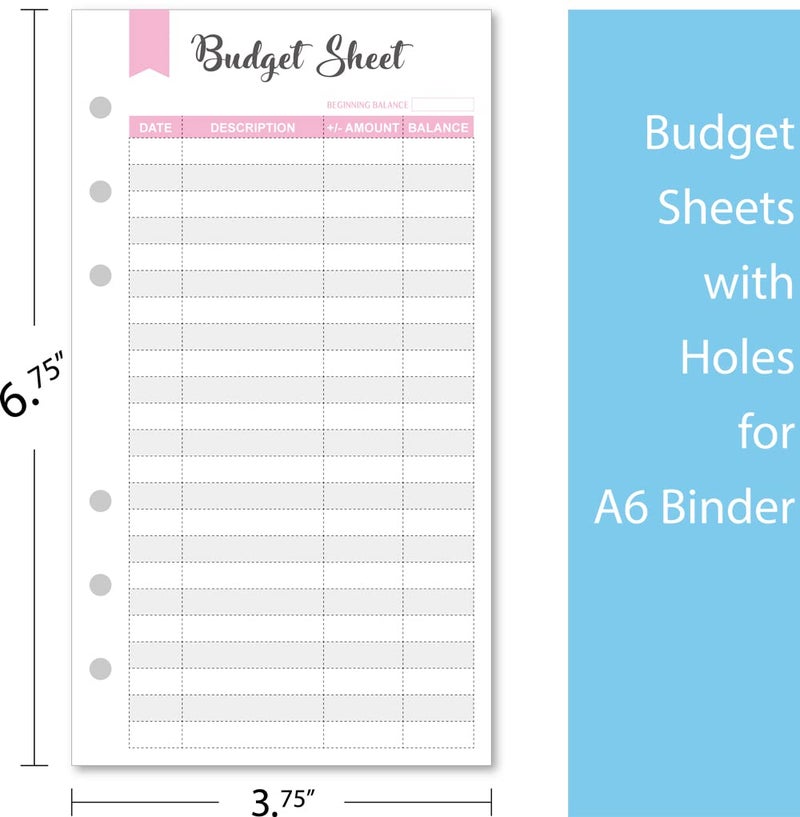 Fan&Ran Set of 90 Sheets Expense Tracker, 6-Hole Punched Budget Sheets for A6 Budget Binder, 3 3/4" x 6 3/4" - Image 4