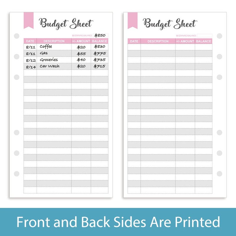 Fan&Ran Set of 90 Sheets Expense Tracker, 6-Hole Punched Budget Sheets for A6 Budget Binder, 3 3/4" x 6 3/4" - Image 3