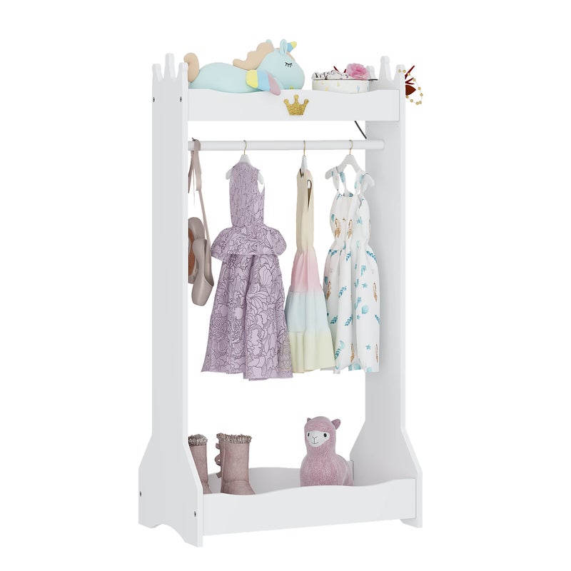 UTEX Kids Dress Up Storage Kids Costume Organizer Center Open Hanging Armoire Closet Kids Armoire with Rack for Toddler 3 Age White