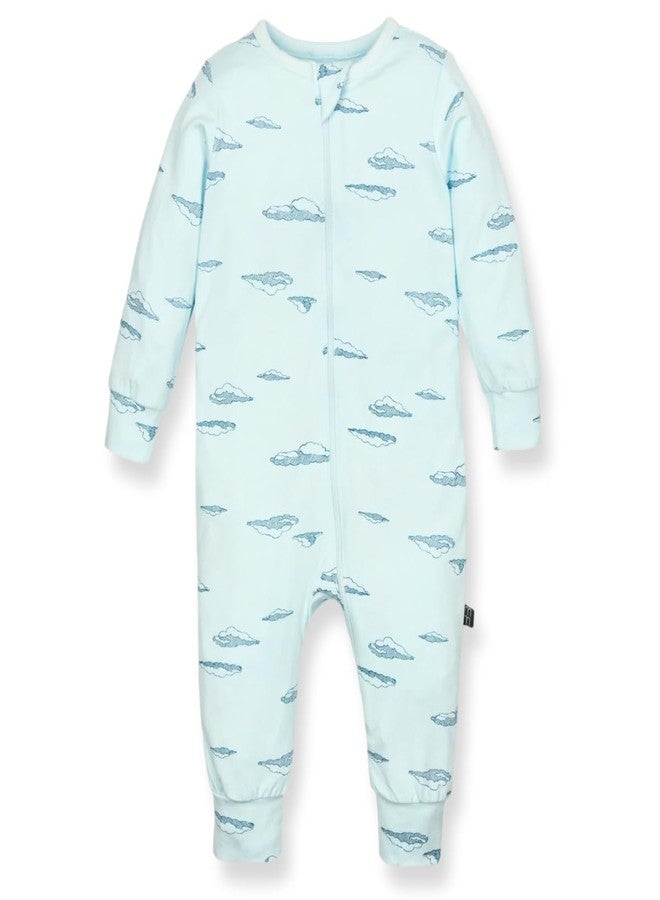 TuddyBuddy 100% Cotton Multi Color Romper Sleepsuit/Romper/Jumpsuit for Baby Boy & Baby Girl (Preemie-Premature Baby, Pack of 1 - Blue Clouds) - Image 1